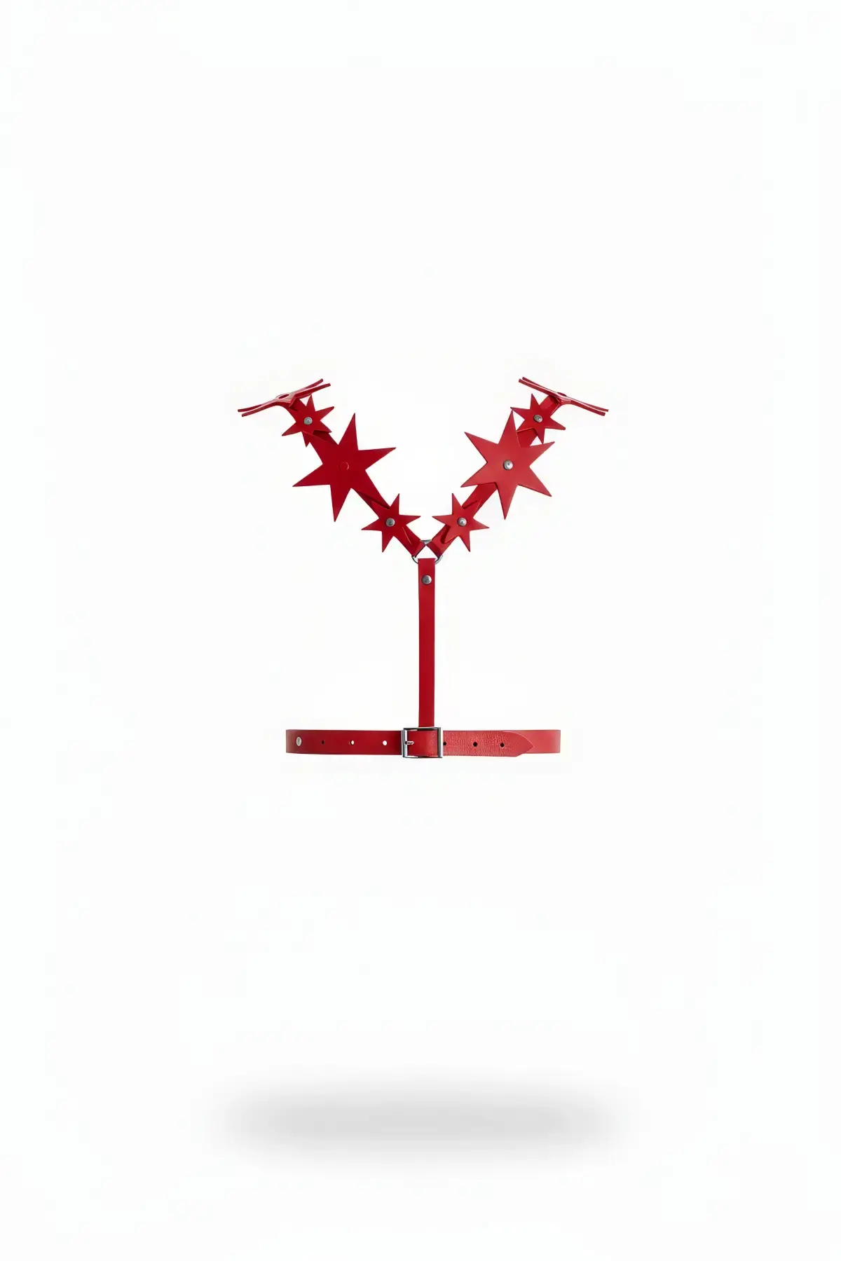 Kırmızı Kadın Kemer Yıldız Detaylı Vücut Aksesuarı - APFT634