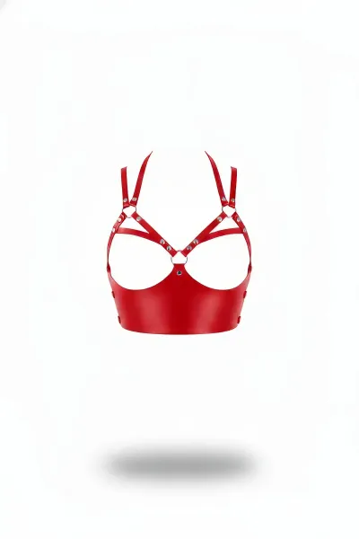 Kırmızı Kadın Kemer Zımba Detaylı Metal Halkalı Korse - APFT872