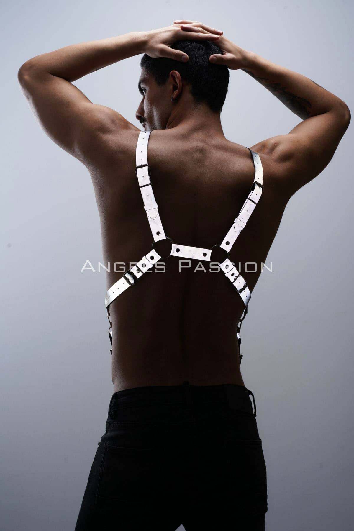 Reflektörlü (Karanlıkta Parlayan) Pantolon Askısı, Reflektörlü Clubwear, Göğüs Harness - APFTM84