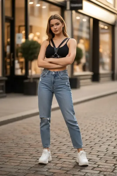 Siyah Kadın Kemer Çapraz Omuz O Halka Detaylı - APFT633