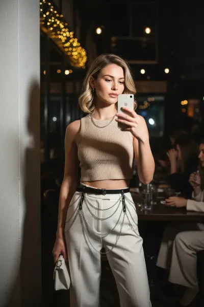 Siyah Kadın Kemer Çok Katlı Zincir Detaylı Bel Aksesuarı - APFT921