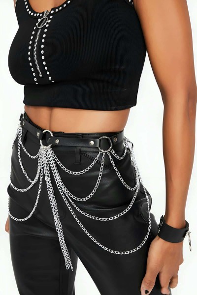 Zincir Detaylı Şık Deri Harness Kemer - APFT512