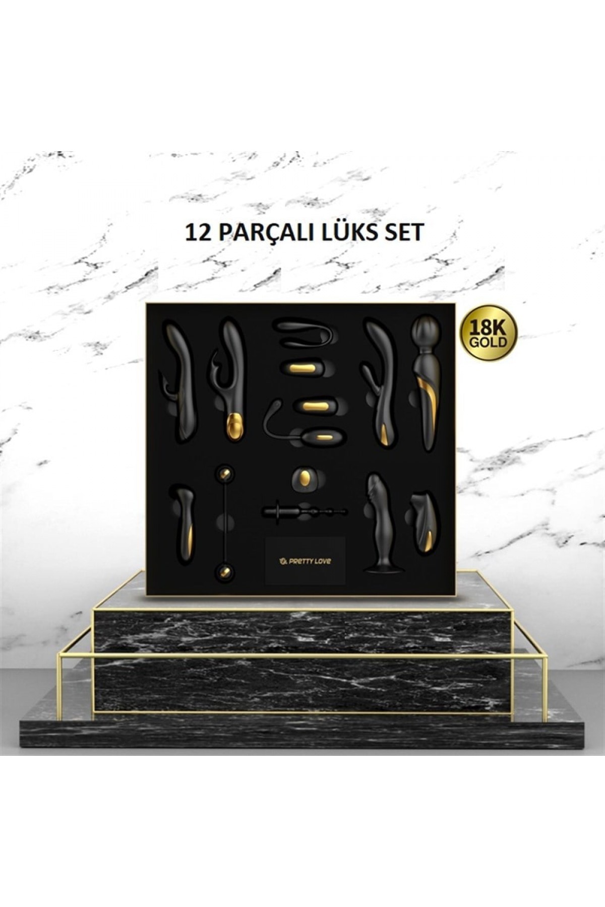 12 Parça Altın Siyah Çiftler Seti – Queen’s Luxury Collection
