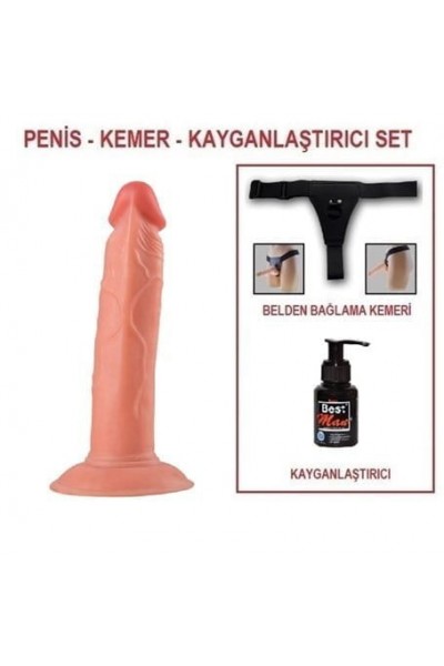 19 cm Belden Bağlamalı Realistik Vantuzlu Testissiz Dildo Penis