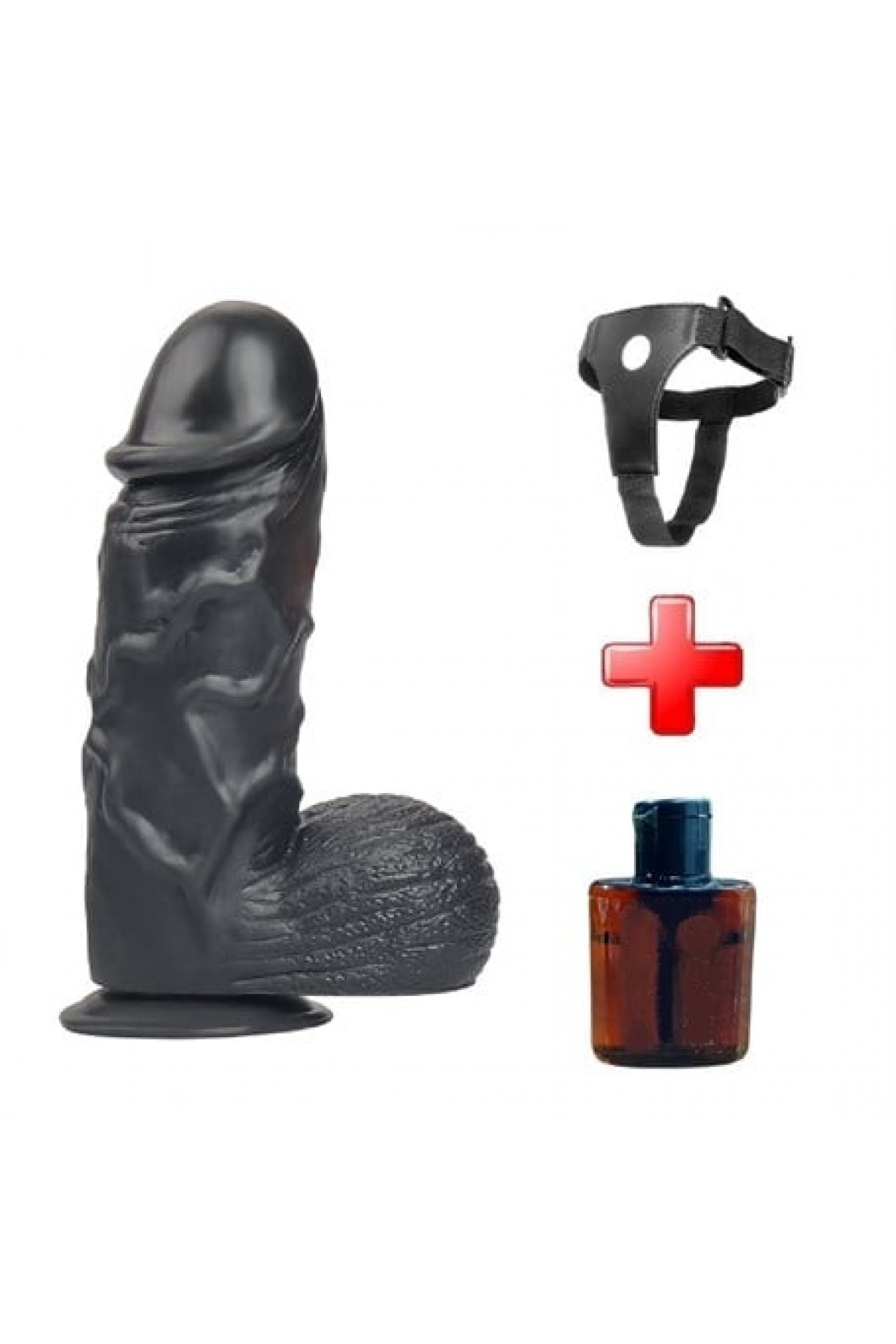 24,5 cm Belden Bağlamalı Vantuzlu Realistik Zenci Penis Anal Vajinal Dildo