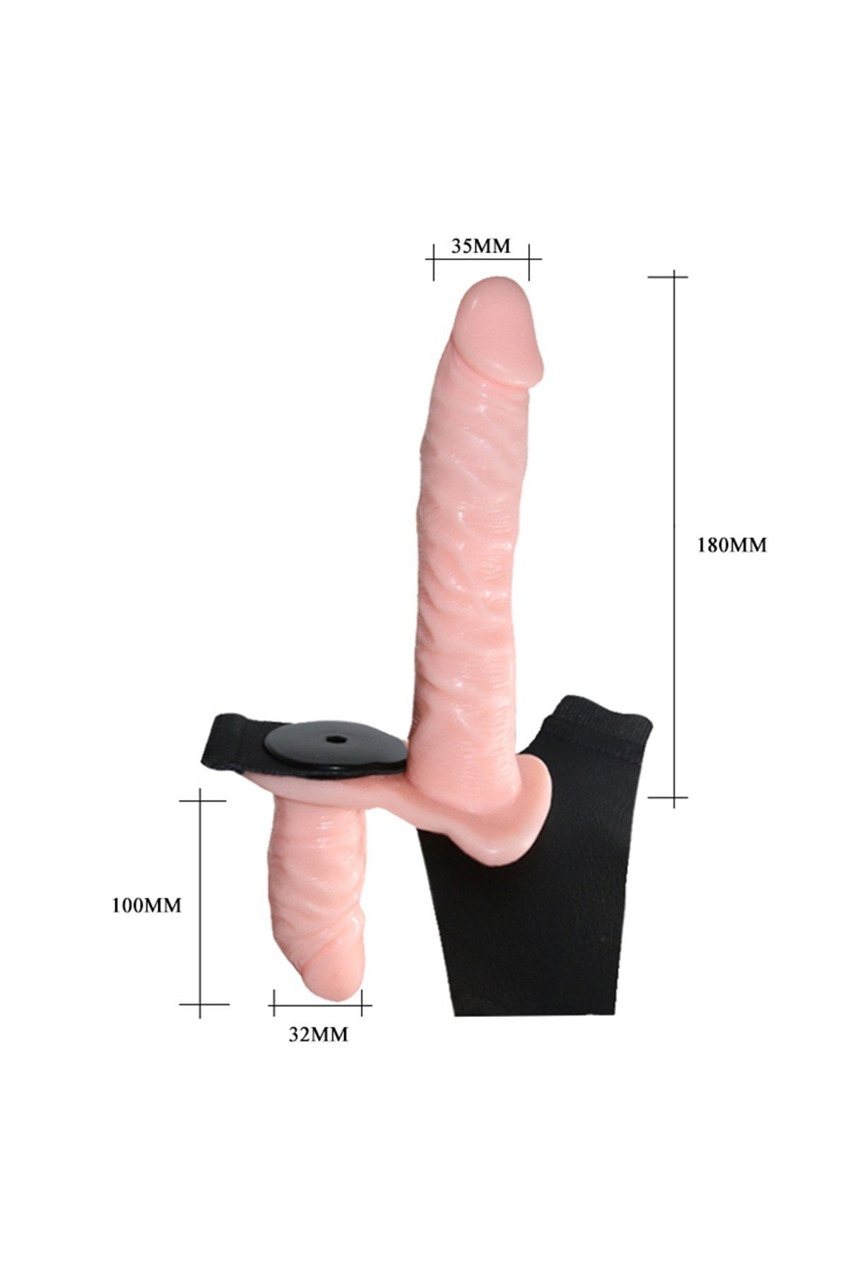 Double Belden Bağlamalı Anal Plug ve Realistik Titreşimli Penis