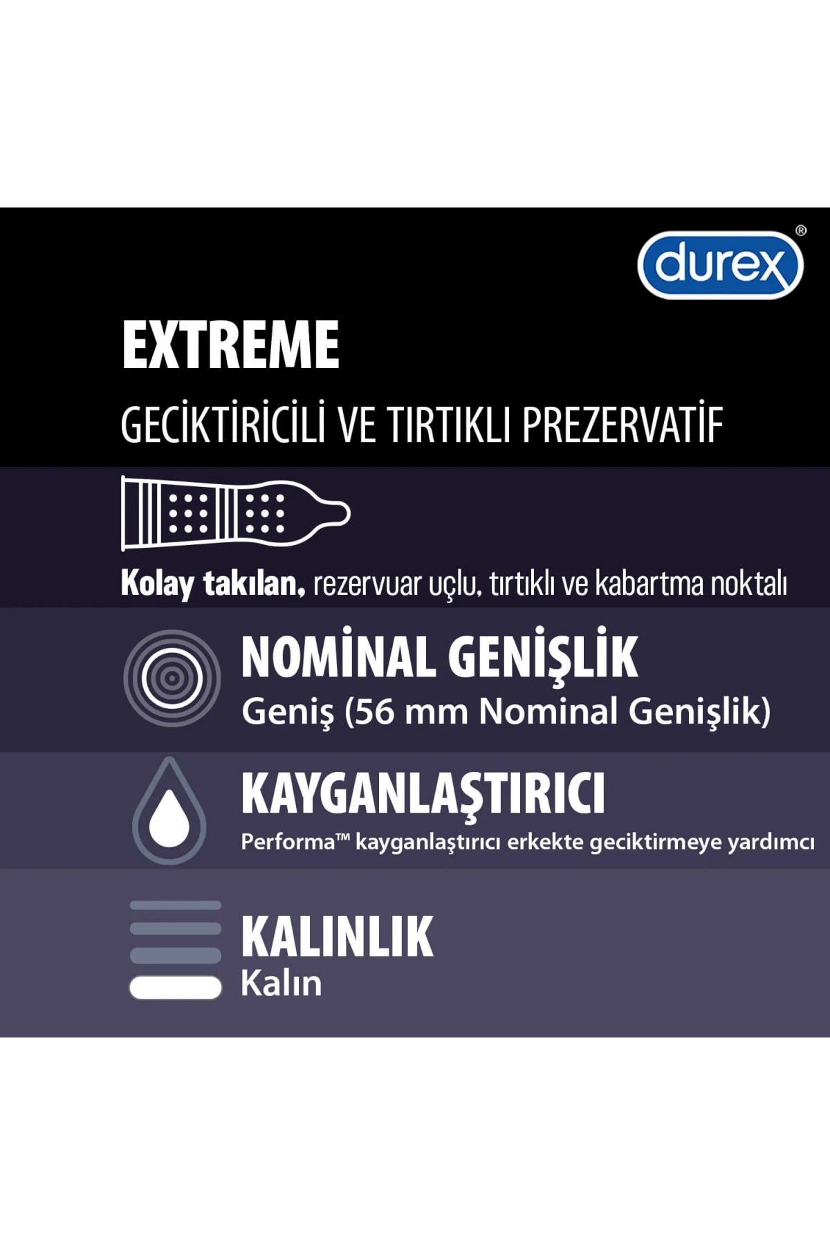 Durex Extreme 30'lu Prezervatif Tırtıklı ve Geciktiricili
