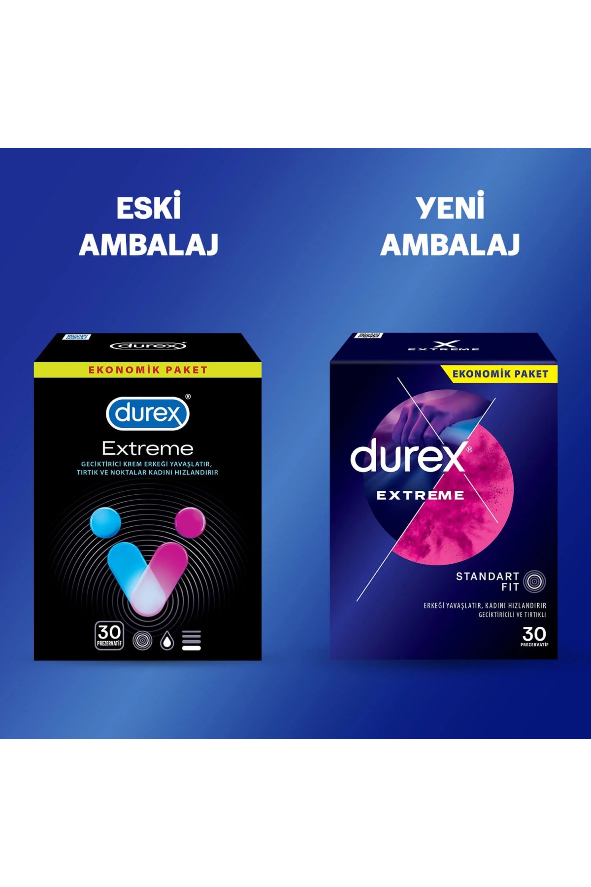 Durex Extreme 30'lu Prezervatif Tırtıklı ve Geciktiricili