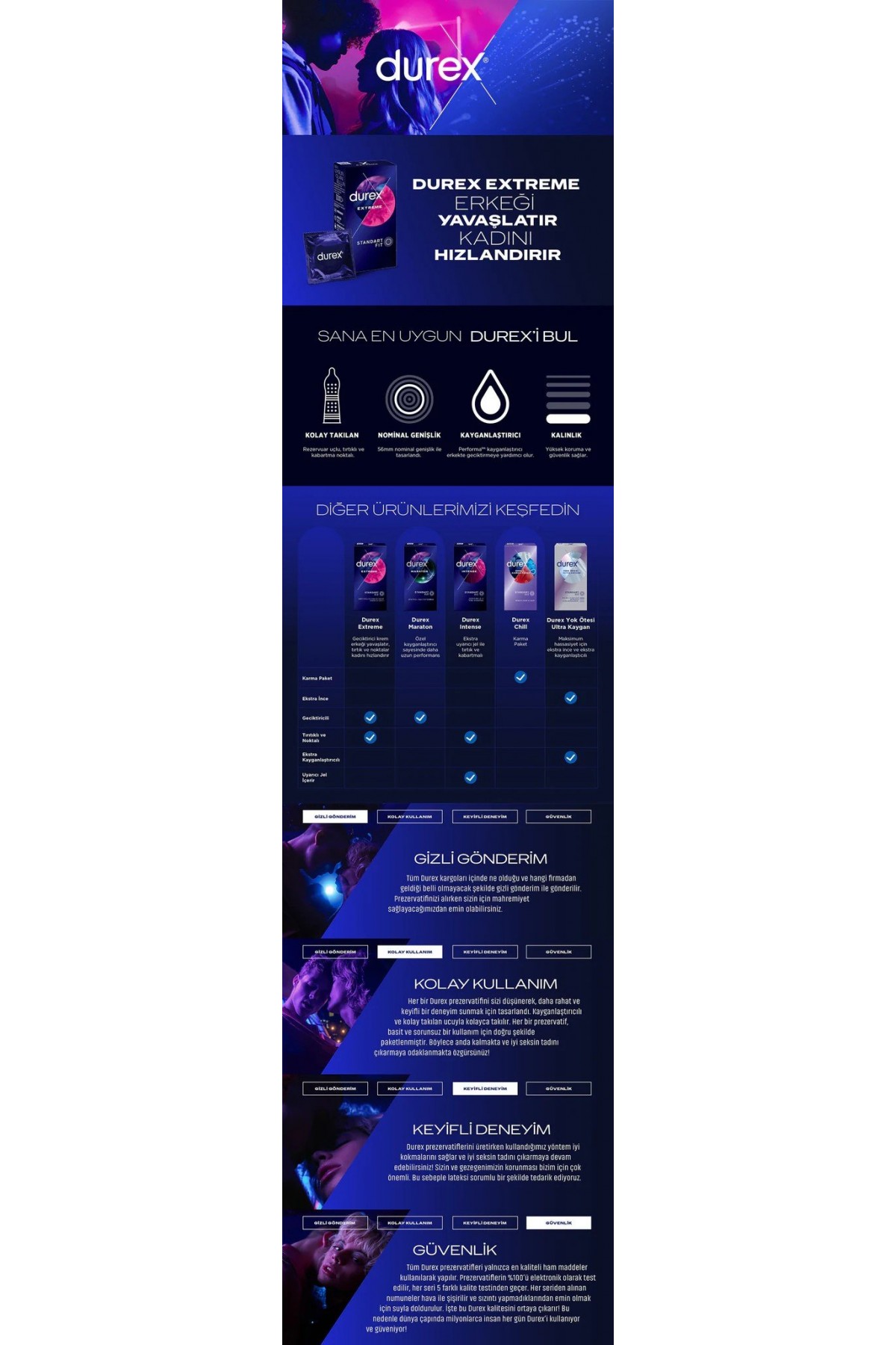 Durex Extreme 30'lu Prezervatif Tırtıklı ve Geciktiricili