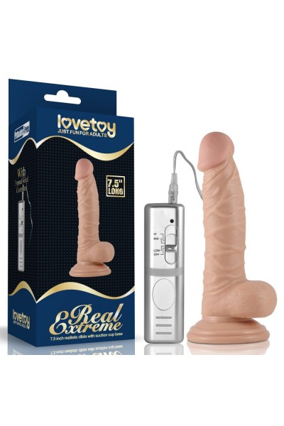19 cm Realistik Titreşimli Vantuzlu Anal Vajinal Dildo Penis