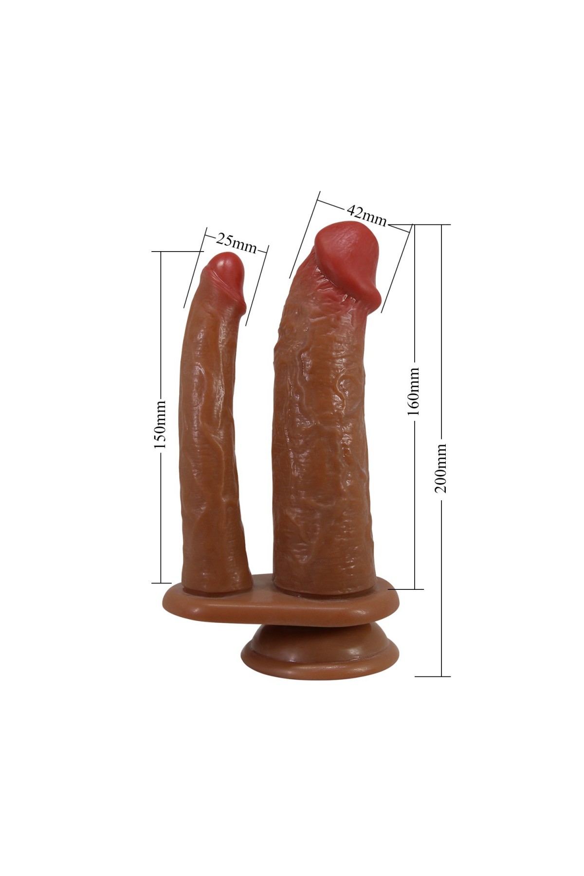 16 cm Vantuzlu Çift Taraflı Realistik Melez Belden Bağlamalı Penis – Goran