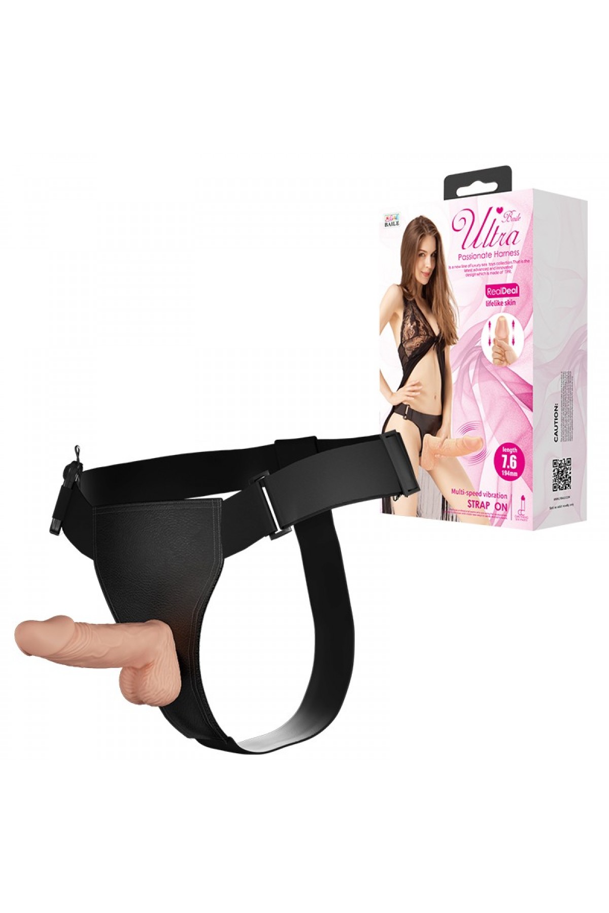 19,4 cm Belden Bağlamalı İçi Dolu Titreşimli Strapon Penis