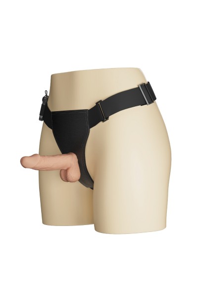 19,4 cm Belden Bağlamalı İçi Dolu Titreşimli Strapon Penis