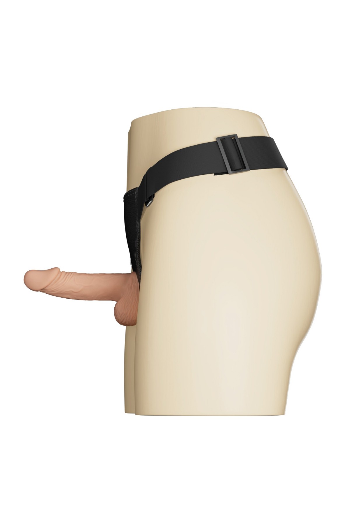 19,4 cm Belden Bağlamalı İçi Dolu Titreşimli Strapon Penis