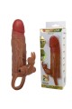 5 cm Dolgulu Uzatmalı Titreşimli Melez Gerçekçi Penis Kılıfı