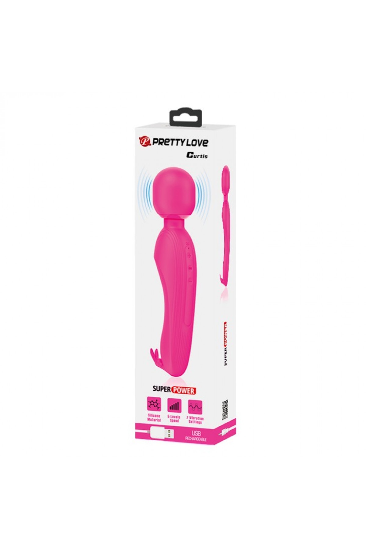 USB Şarjlı Silikon Masaj Wand Vibratör - Curtis (Pembe)