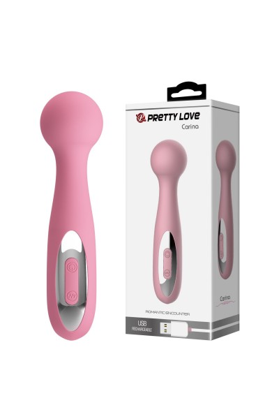 12 Fonksiyonlu USB Şarjlı Masaj Wand Vibratörü – Carina (Pembe)