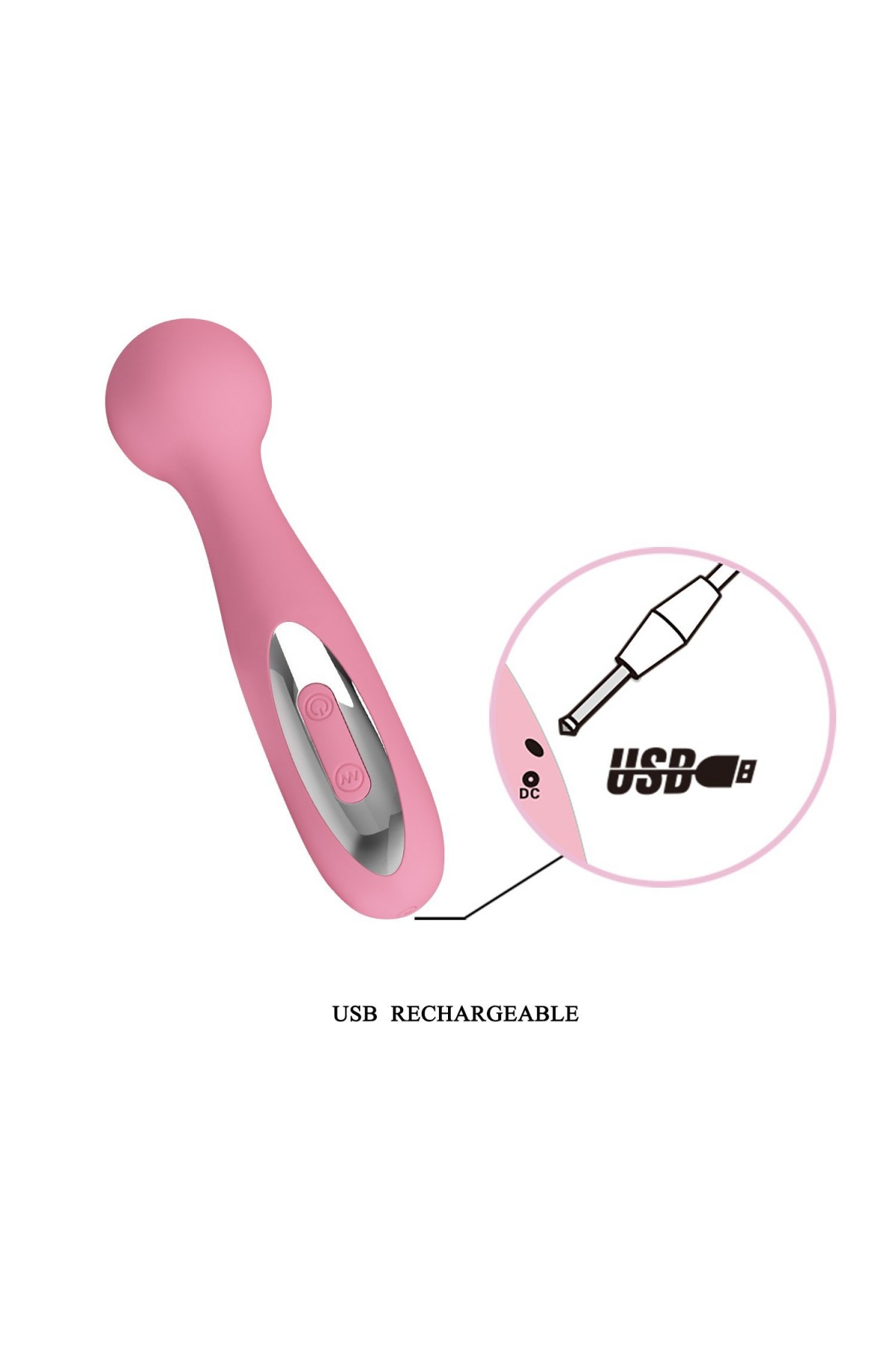 12 Fonksiyonlu USB Şarjlı Masaj Wand Vibratörü – Carina (Pembe)